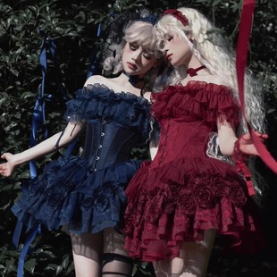 【禁地玫瑰】现货 lolita一字领内搭狗短sk束腰生日成人礼