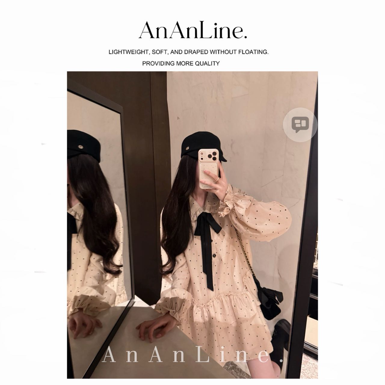 AnAnLine.【温莎千金】日杂少女既视感！原创设计波点长袖连衣裙