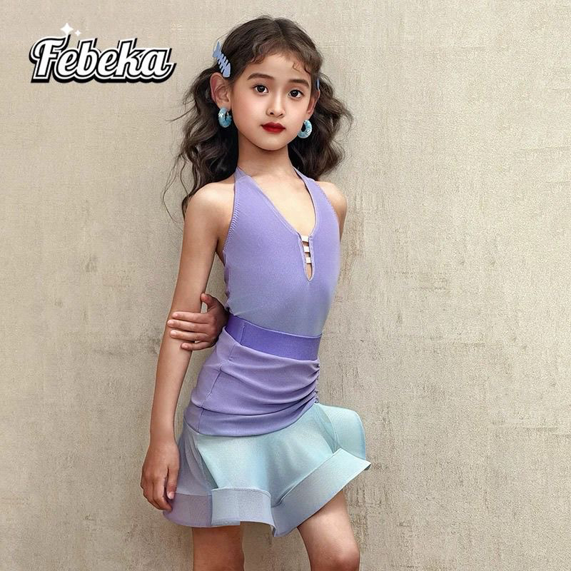菲贝咔拉丁舞服2025新款夏季少女儿童高级感绝美练功服演出服套装