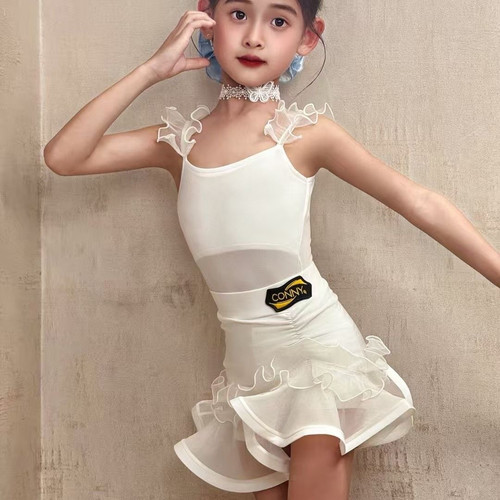 CONNY夏季拉丁舞服装女日常演出舞蹈训练功服儿童吊带上衣半身裙