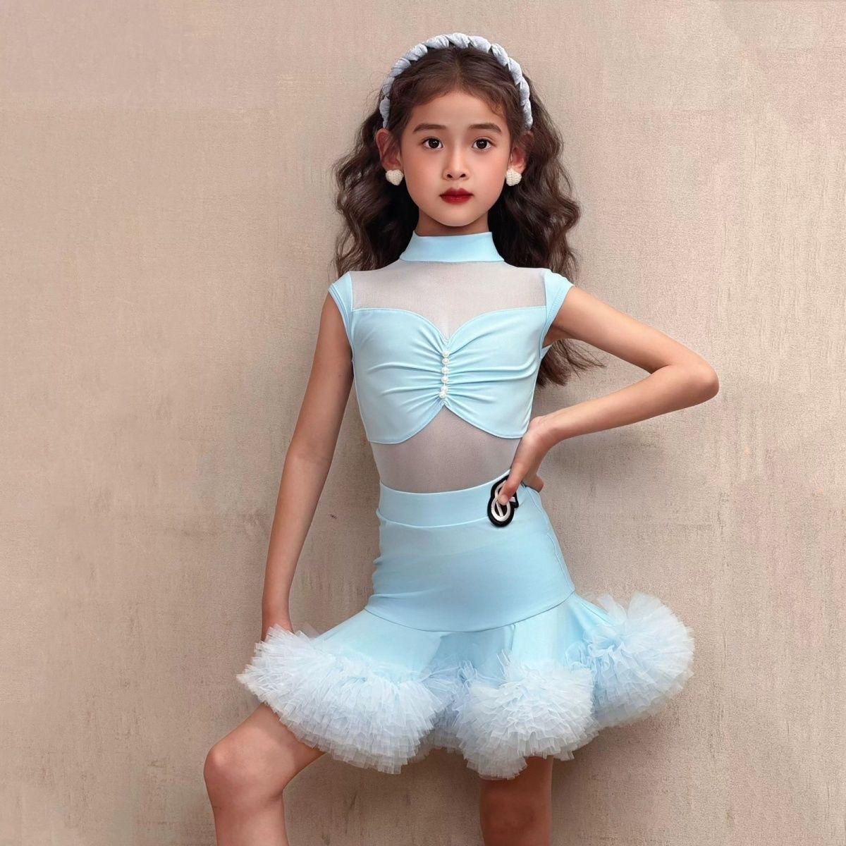 梵蒂恺拉丁舞服高级感2025夏季新款少女儿童网红练功服演出舞蹈服