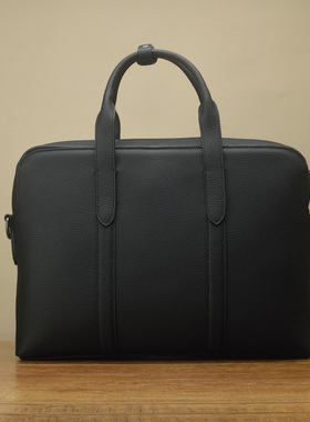 FimaC进口粒面小牛皮男士公文包 小众设计多隔层手提商务斜挎男包