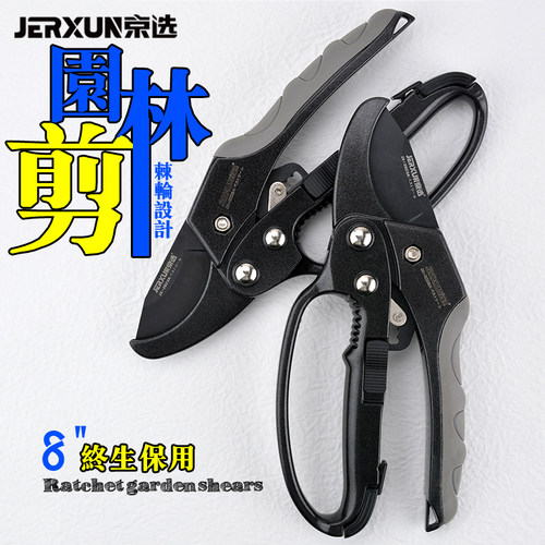 京选棘轮修枝剪花剪园林园艺大剪刀省力粗枝剪果树木花枝摘果剪子 - 封面