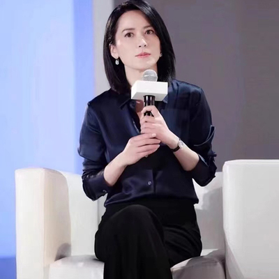 直筒开衫长袖女士衬衫纯色冰丝