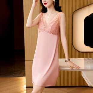 冰丝睡裙薄款 夏季 带胸垫蕾丝性感连衣裙套头裙子 2026新款 睡衣女款