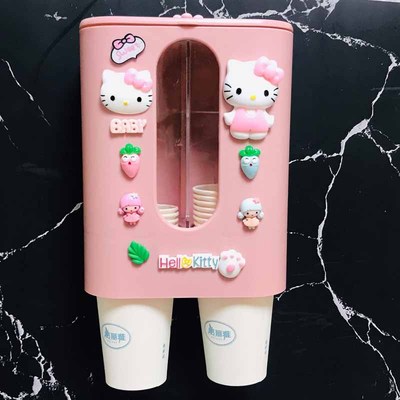 卡通家用一次性杯子架自动取杯器可爱挂壁式饮水机放水杯置物架子