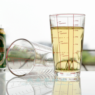 透明玻璃杯带刻度水杯创意儿童牛奶杯果汁杯茶杯家用耐热玻璃杯