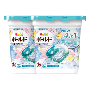 宝洁P&G BOLD 4D洗衣凝珠 柔顺清洁 清新花香洗衣液11个/盒*2盒装