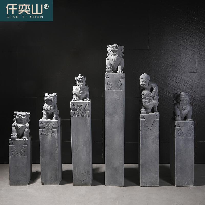 石雕拴马桩青石做旧中式摆件