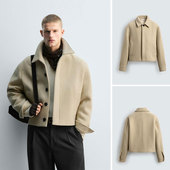 简约美式 ZA25秋冬新品 男装 翻领百搭羊毛混加棉夹克外套1564400