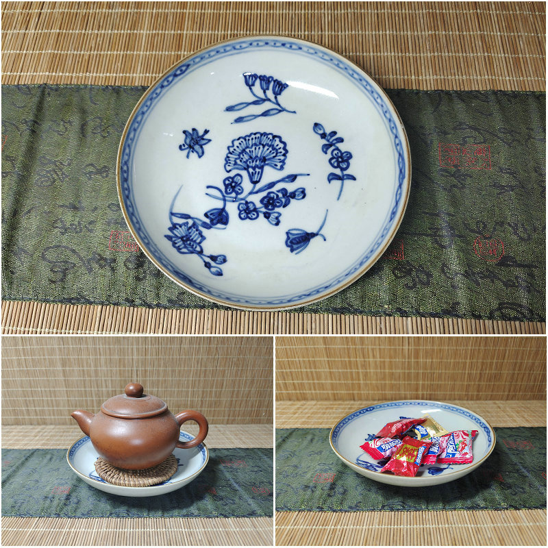 包老/景德镇567老厂瓷/建国瓷厂手绘青花5英寸呙碟/小壶承/点心碟