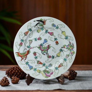 包老景德镇567老厂瓷 饰赏盘 手绘粉彩白地瓜瓞绵绵居家乔迁婚庆装