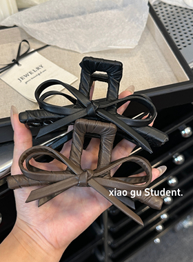 韩系新款皮质蝴蝶结抓夹发饰
