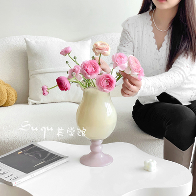 中古芬顿法式铃兰琉璃花瓶高脚