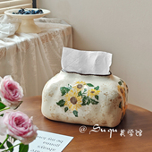 新款 纸巾盒家用客厅高档桌面摆件高级感餐桌创意抽纸盒艺术品 中式