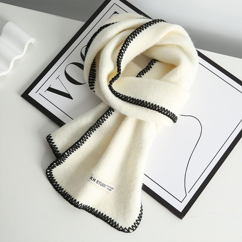 2025新款小香风奶白色软糯锁边围巾女秋冬保暖气质百搭氛围感围脖,服饰配件/皮带/帽子/围巾,围巾/丝巾/披肩,淘宝优惠券,粉丝福利购,淘宝优惠卷