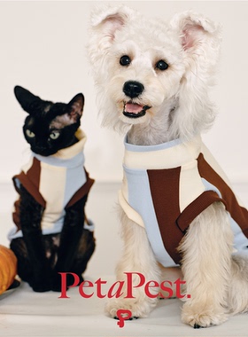 PetaPest.小狗猫咪保暖毛衣条纹针织柔软弹力毛衣小高领秋冬