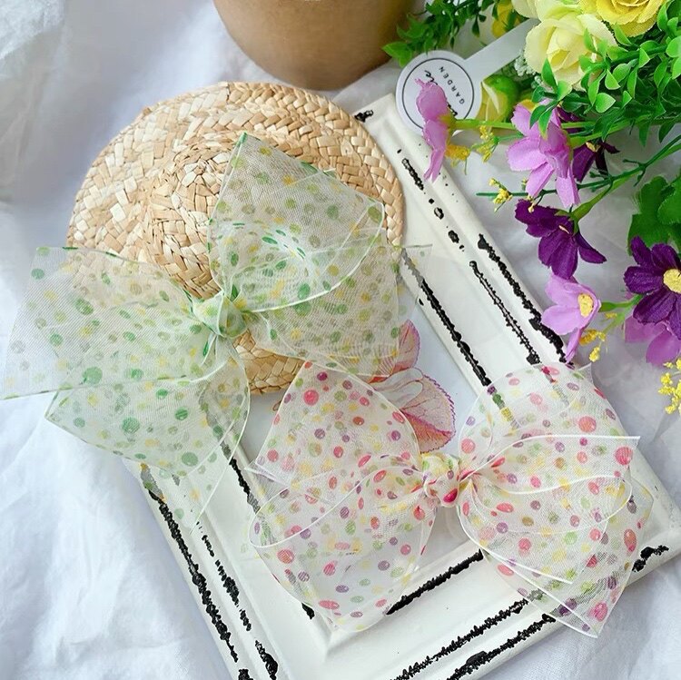 韩国进口汽泡圆点欧根雪纺纱手工diy饰品蝴蝶结发夹发箍边夹丝带