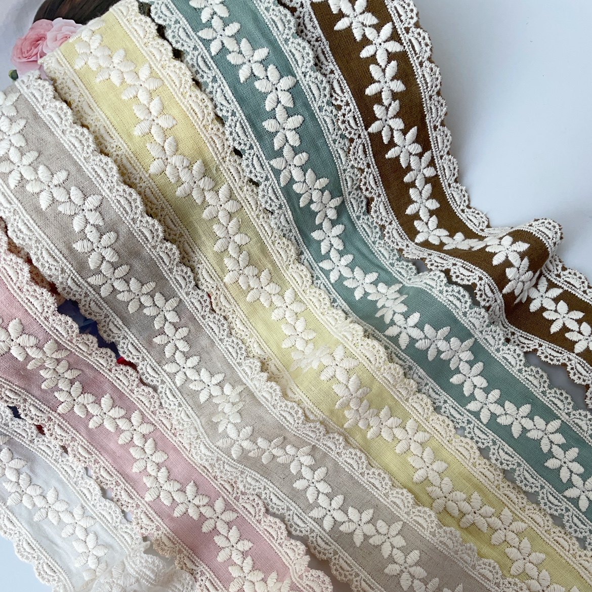 韩国进口棉麻刺绣花边蕾丝手工diy饰品蝴蝶结宝宝发箍发带童发夹