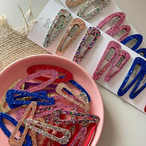 韩国进口大颗粒水滴椭圆BB夹贴片手工diy饰品边夹碎发夹制作材料