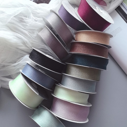 日本进口珠光雾面质感雪纱欧根纱手工diy蝴蝶结宝石饰品发夹