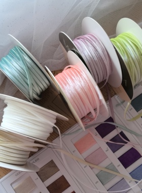 日本进口木马MOKUBA绸缎光泽4mm单面丝绒diy饰品发夹宠物夹丝带