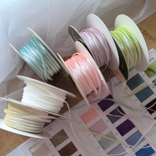 日本进口木马MOKUBA绸缎光泽4mm单面丝绒diy饰品发夹宠物夹丝带