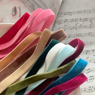 韩国本土产进口单面丝绒雾面感手工diy小蝴蝶结发夹包夹丝带材料