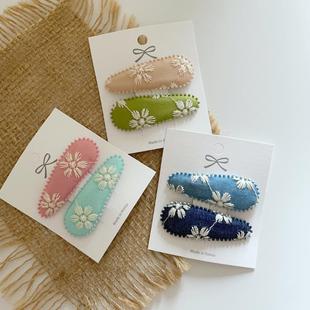 韓國(guó)進(jìn)口刺繡花邊夾套手工diy兒童5厘米邊夾碎發(fā)夾發(fā)夾制作材料