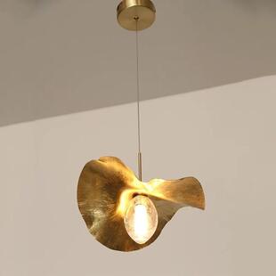 后现代铜材吊灯艺术荷叶造型轻奢民宿酒店大堂组合灯具禅意茶室吊