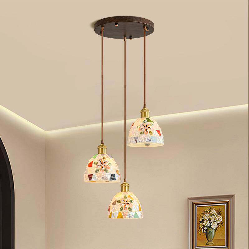 北欧复古卧室床头田园餐厅吧台彩色客栈灯民宿贝壳橱窗玻璃小吊灯