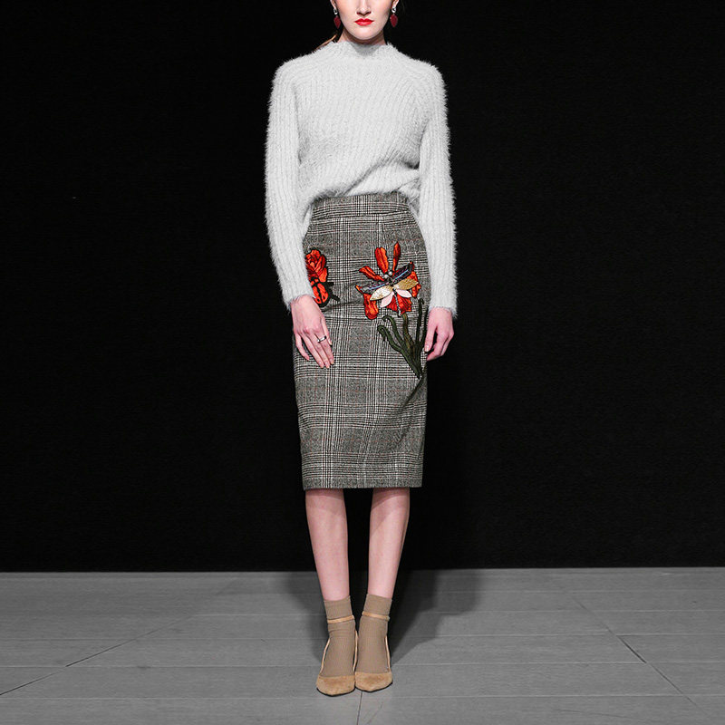 2019秋冬季开叉一步裙长裙毛呢高腰裙子中长款格子包臀裙半身裙女在类目 女装/女士精品, 半身裙中 - 来自Buy2taobao.com提供专业的淘宝代购服务