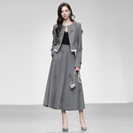 2025秋季新款时尚气质撞色立体花短外套高腰大摆半裙千金风套装潮