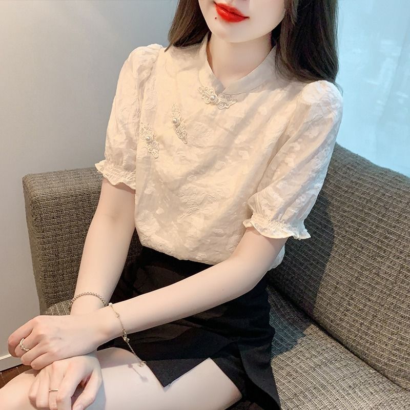 短袖衬衫女夏季新中式