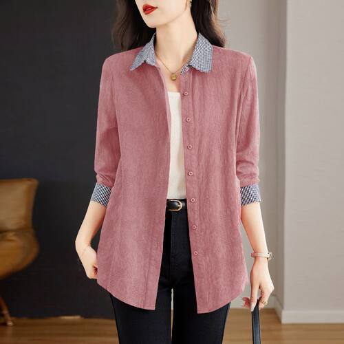 春夏新款大码开衫外套长袖衬衣女