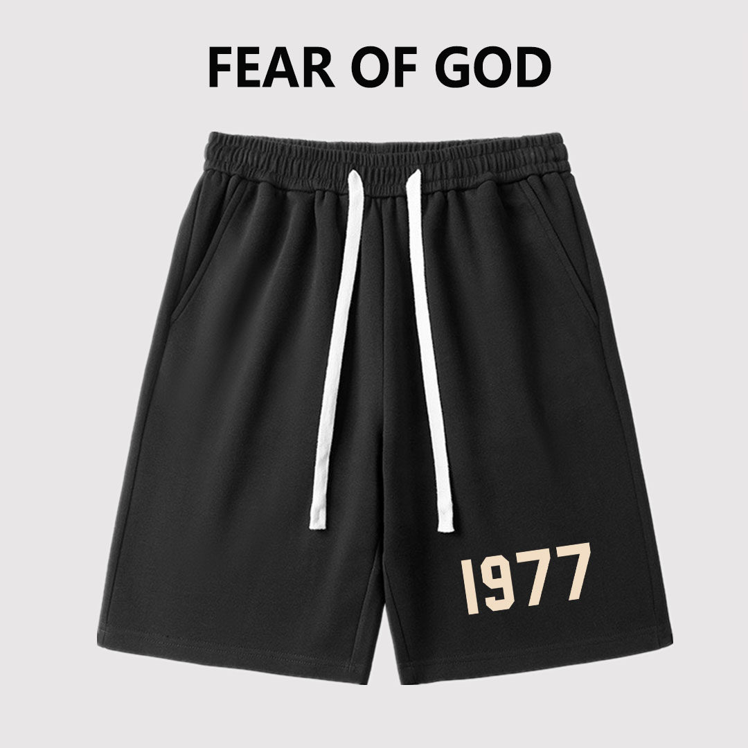 FEAR OF GOD复线ESSENTIALS植绒1977短裤FOG高街宽松休闲五分裤夏图片