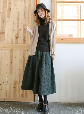 ZAN棉麻半身裙秋冬新款女装半裙文艺复古百搭显瘦a字裙森系中长裙