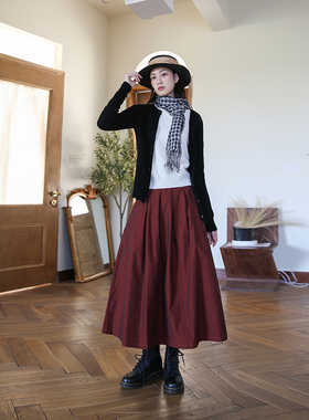 ZAN原创 新款精纺长绒棉纯棉半身裙秋冬a字裙 中长款半裙显瘦长裙