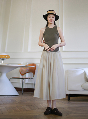 ZAN原创新款裙子真丝棉纯色半身裙夏季a字中长款半裙显瘦百搭长裙