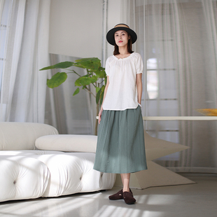 a字中长半裙 夏季 显瘦百搭半身长裙 纯色天丝棉半身裙 ZAN原创新款