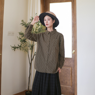 翻领长袖 女 宽松休闲百搭上衣文艺纯棉衬衣女 碎花衬衫 ZAN原创新款