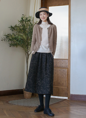 2025秋冬重磅提花丝棉半身裙 新款显瘦中长款半裙a字半身长裙百搭