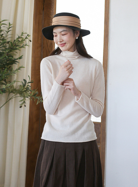2025秋冬新款纯色针织衫 白色堆堆领套头打底衫 百搭显瘦长袖毛衣
