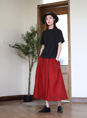 ZAN原创2025新款纯色100支苎麻半身裙夏季a字中长款半裙 百搭长裙