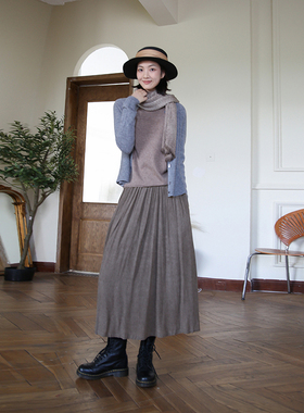 ZAN原创新款裙子 a字纯色百搭显瘦半身裙 女士中长款半裙半身长裙