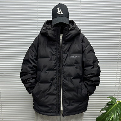 连帽软壳羽绒衣服男士冬季装大码胖子oversize青少年白鸭羽绒外套