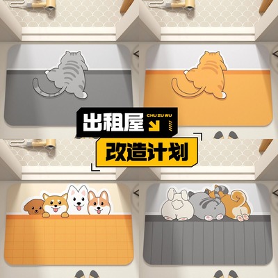 硅藻泥吸水垫入户门高档防滑速干脚垫卫生间地垫厨房吸水防滑垫子
