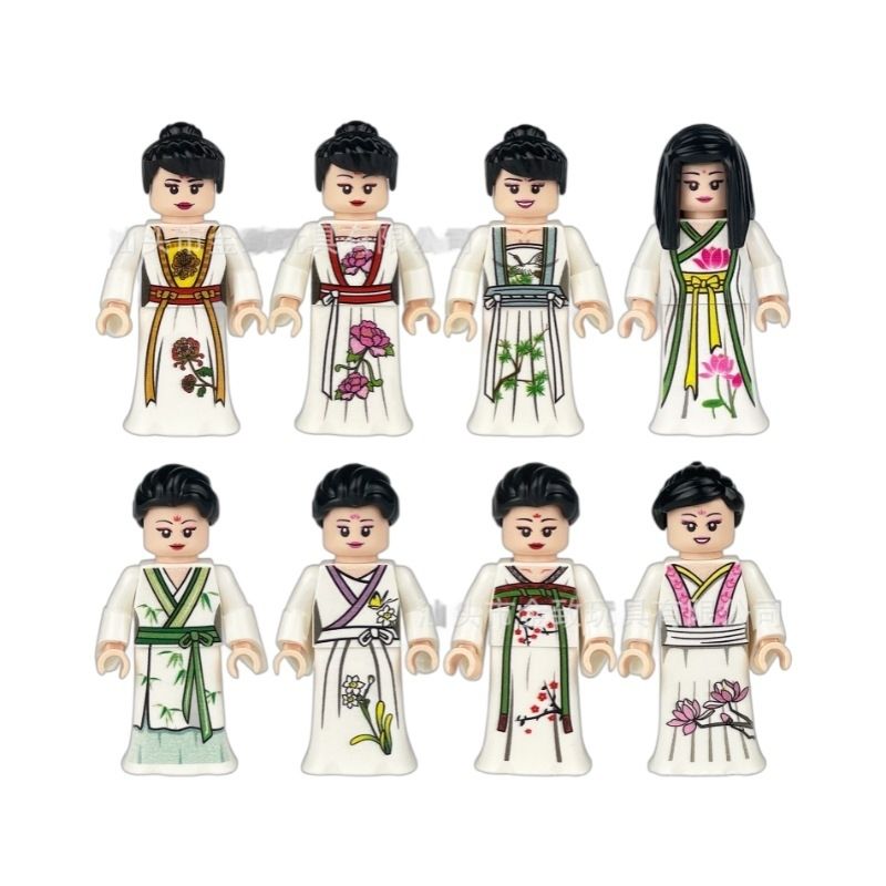 公仔人仔古代汉服女孩中国风职业儿童积木玩具小颗粒