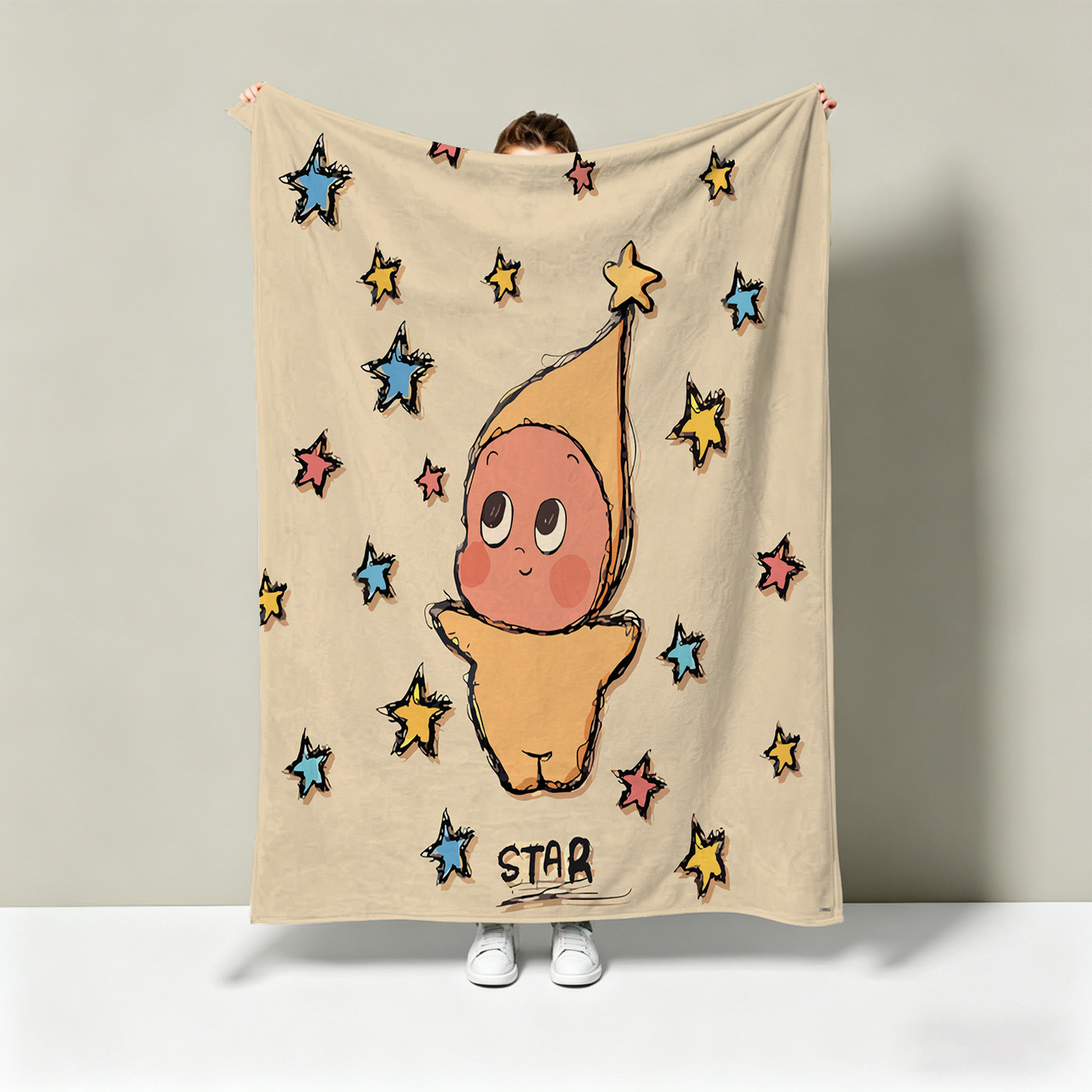 儿童星星人毛毯小孩毯子学生午睡毯幼儿园小朋友午休沙发盖毯被子