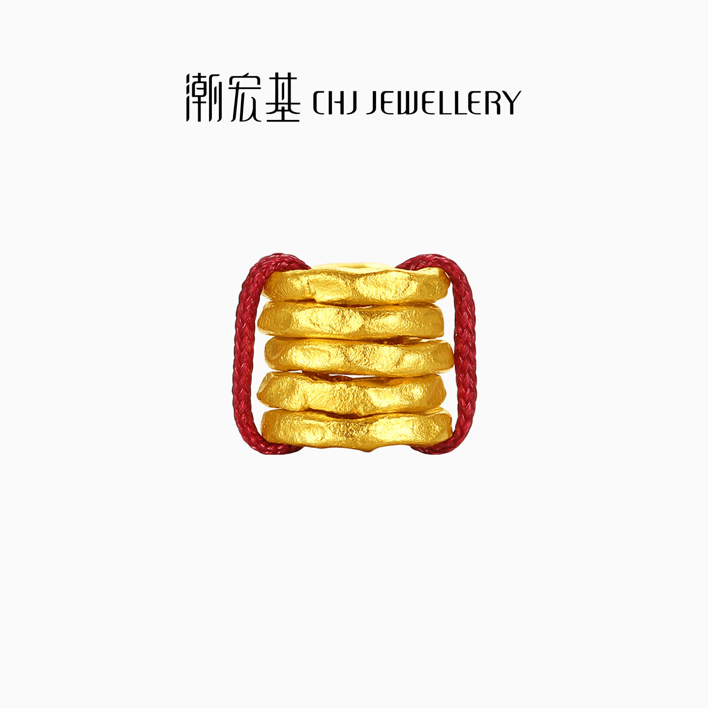 潮宏基盘缠金足金吊坠黄金转运串珠可DIY手绳项链礼物生日礼物